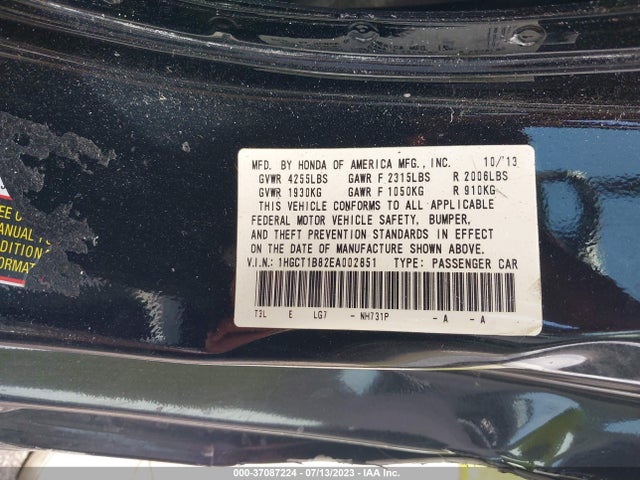 Honda Accord Coupe Ex-l 2014 1HGCT1B82EA002851 Image 9