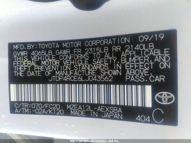 Toyota COROLLA SE 2020 JTDP4RCE6LJ043562 Image 16