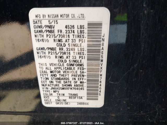 Nissan Rogue Select S 2015 JN8AS5MVXFW764045 Image 10