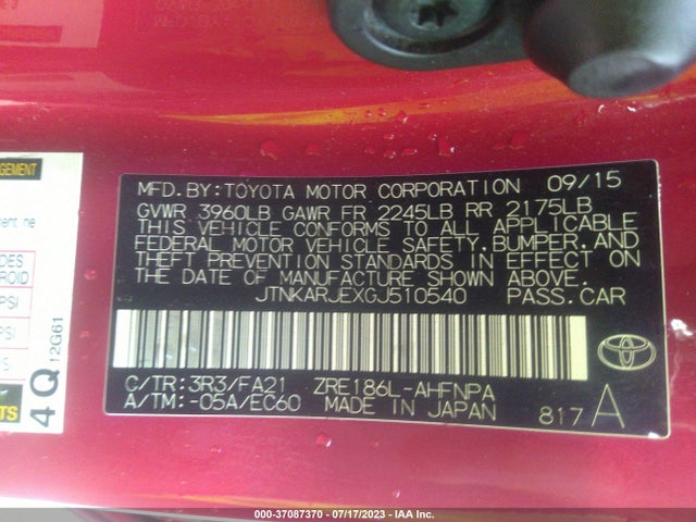 JTNKARJEXGJ510540 Scion IM