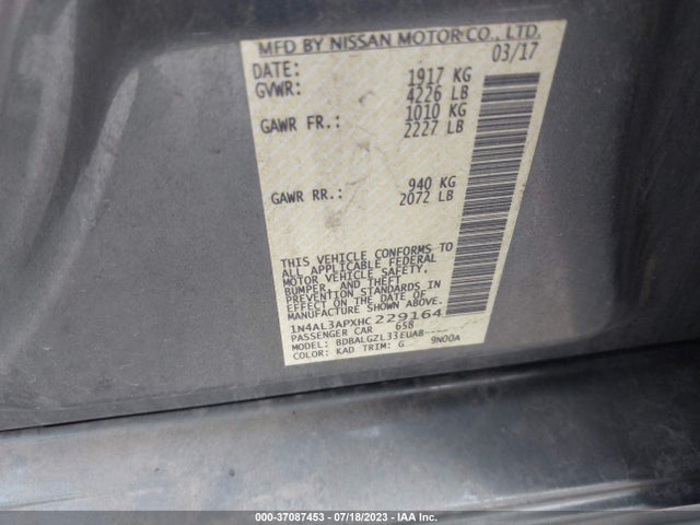 Nissan Altima 2.5 S 2017 1N4AL3APXHC229164 Image 9