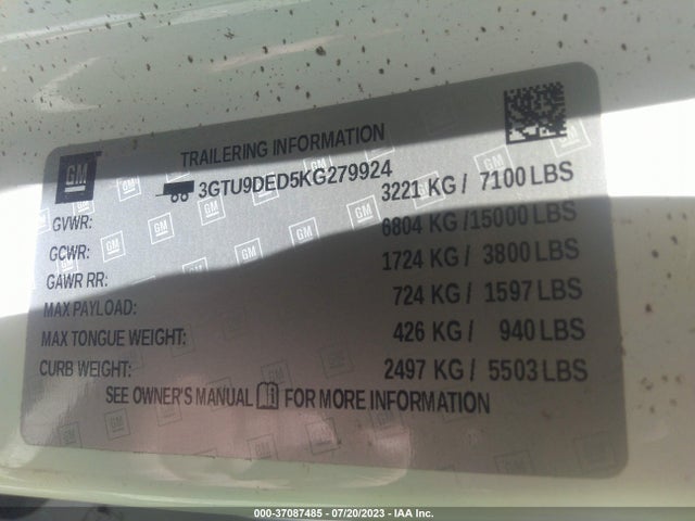 GMC Sierra 1500 Slt 2019 3GTU9DED5KG279924 Image 9