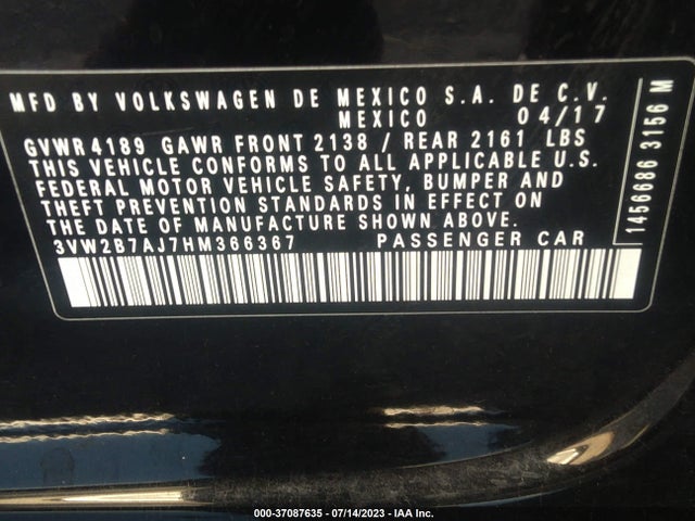 3VW2B7AJ7HM366367 Volkswagen Jetta 1.4t S