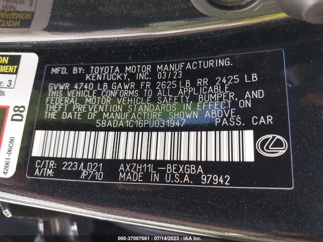 58ADA1C16PU031947 Lexus Es Es 300h