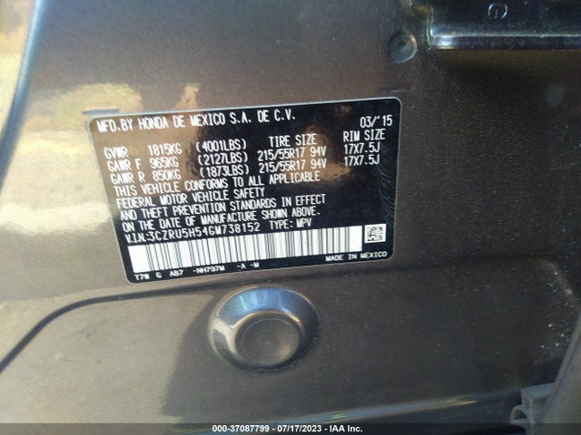 Honda HR-V EX 2016 3CZRU5H54GM738152 Image 9