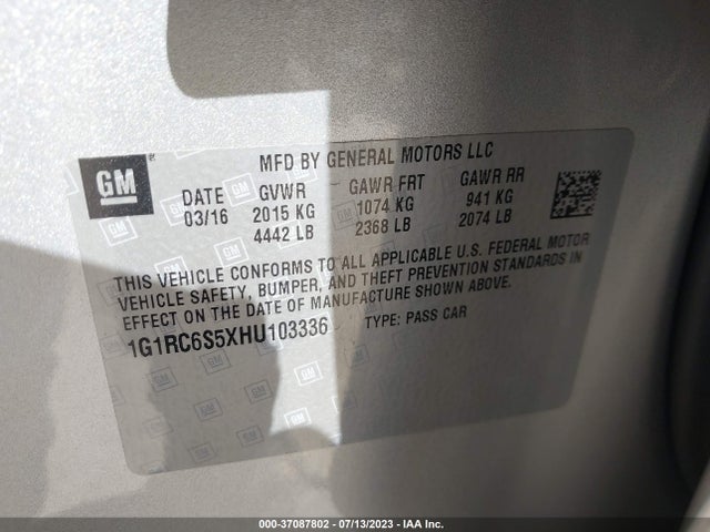 Chevrolet VOLT LT 2017 1G1RC6S5XHU103336 Image 15