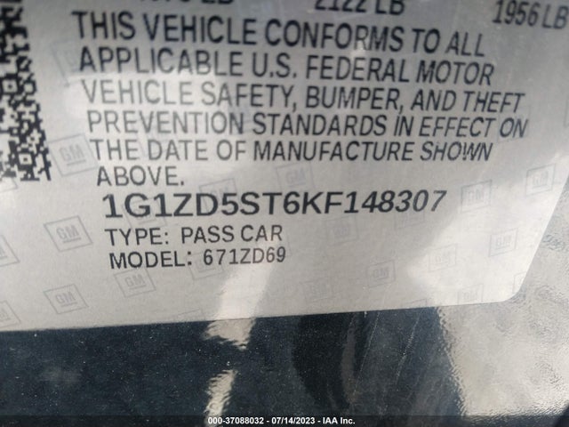 Chevrolet MALIBU LT 2019 1G1ZD5ST6KF148307 Image 9