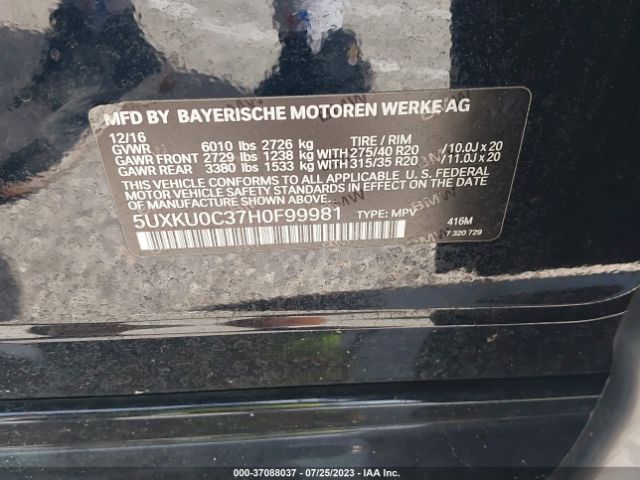 5UXKU0C37H0F99981 BMW X6 Sdrive35i