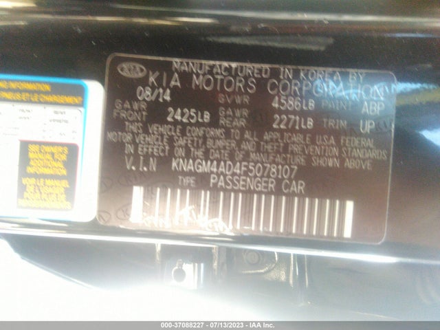 KIA OPTIMA HYBRID 2015 KNAGM4AD4F5078107 Image 16