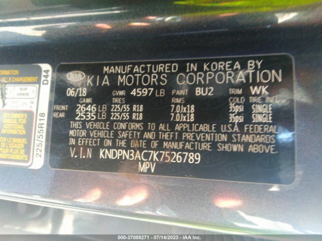 KNDPN3AC7K7526789 KIA Sportage Ex