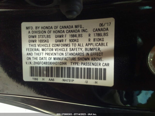 Honda Civic Coupe Lx 2017 2HGFC4B5XHH310344 Image 9