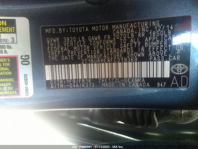 2T1BURHE8FC319369 Toyota Corolla L/le/s/s Plus/le Plus