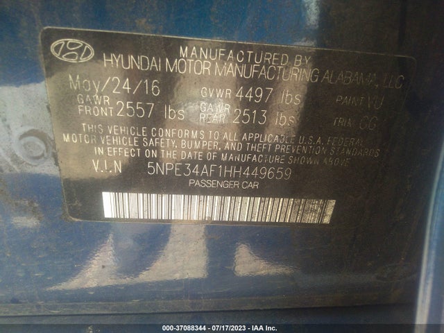 Hyundai Sonata Sport 2017 5NPE34AF1HH449659 Image 9