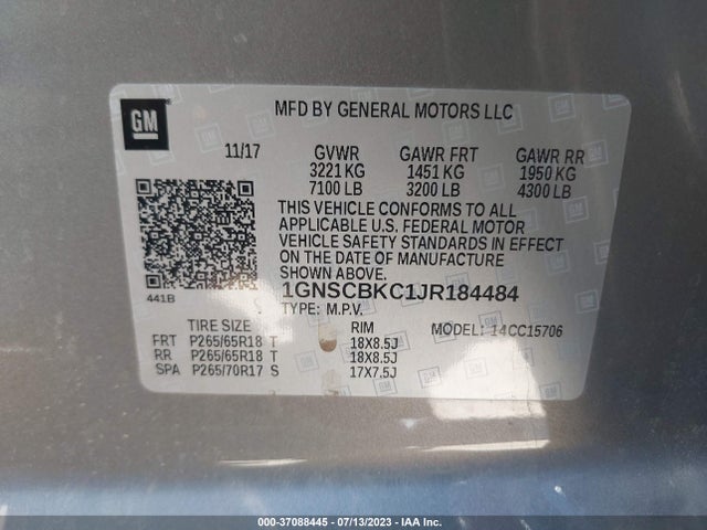 Chevrolet Tahoe Lt 2018 1GNSCBKC1JR184484 Image 15