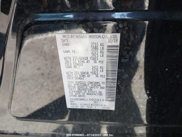Nissan Pathfinder Sv 2020 5N1DR2BM6LC592019 Image 15