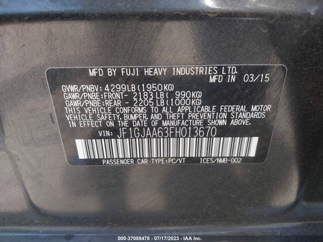 JF1GJAA63FH013670 Subaru IMPREZA SEDAN
