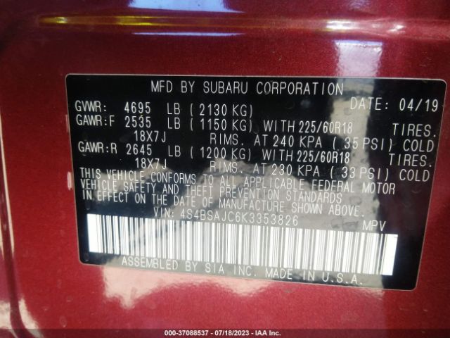 4S4BSAJC6K3353826 Subaru Outback Limited