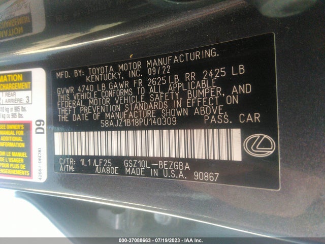 58AJZ1B18PU140309 Lexus Es Es 350 F Sport