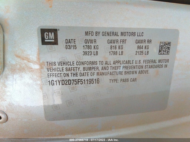 Chevrolet Corvette 2lt 2015 1G1YD2D75F5119516 Image 16