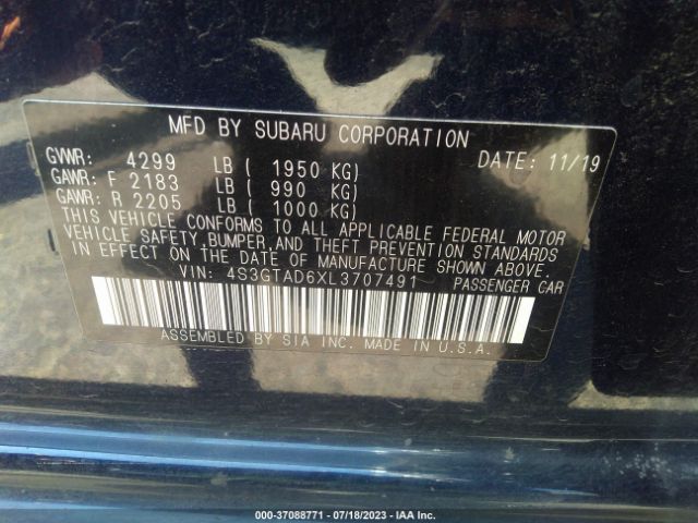 Subaru Impreza Premium 2020 4S3GTAD6XL3707491 Image 9