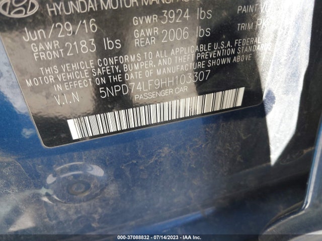 Hyundai ELANTRA SE 2017 5NPD74LF9HH103307 Image 9
