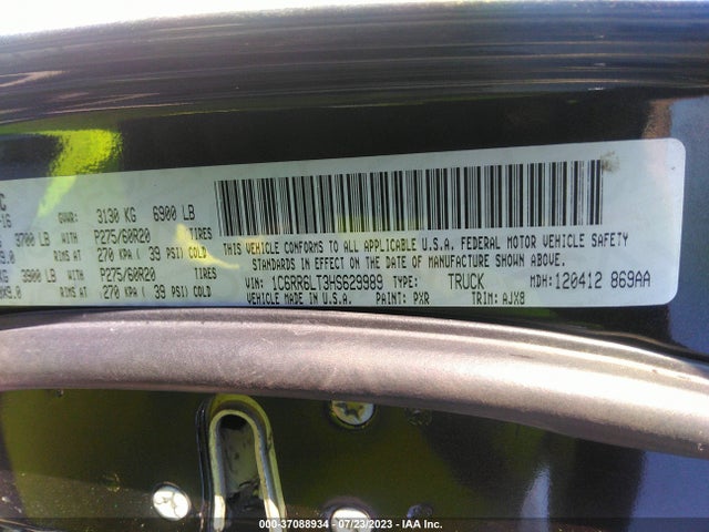1C6RR6LT3HS629989 RAM 1500 Lone Star Silver