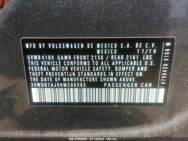 3VWDB7AJ9HM286383 Volkswagen Jetta 1.4t Se