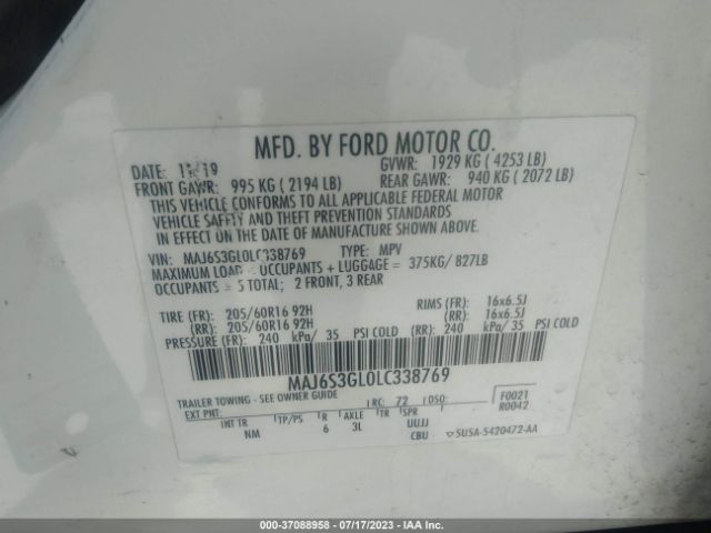 MAJ6S3GL0LC338769 Ford Ecosport Se