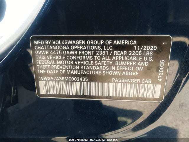 1VWSA7A39MC002435 Volkswagen Passat 2.0t Se