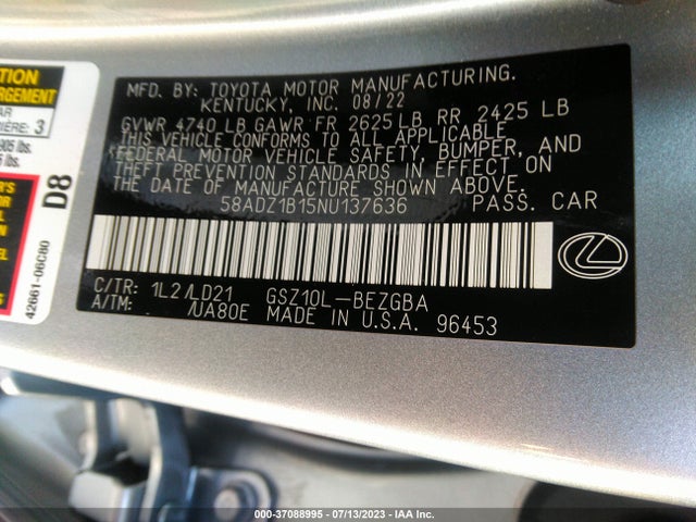 58ADZ1B15NU137636 Lexus Es Es 350