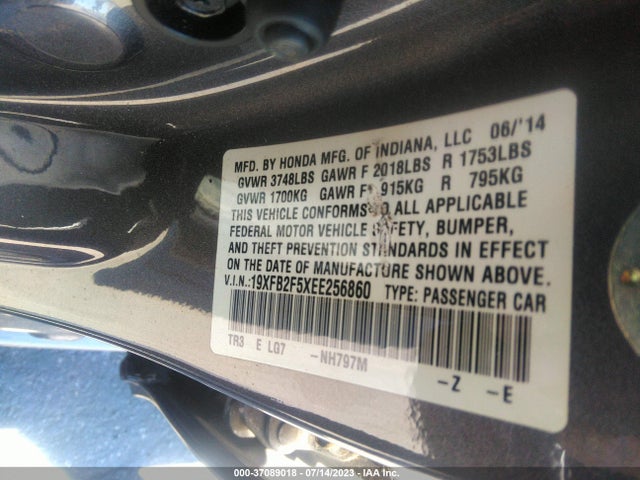 Honda Civic Sedan Lx 2014 19XFB2F5XEE256860 Image 9