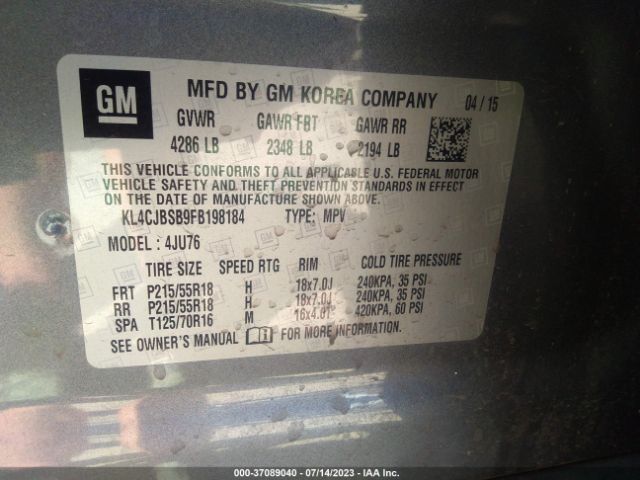KL4CJBSB9FB198184 Buick Encore Convenience
