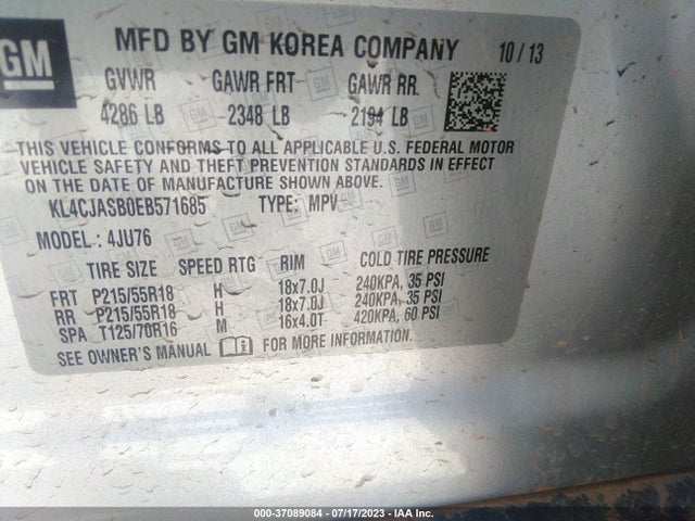 2014 BUICK ENCORE VIN: KL4CJASB0EB571685