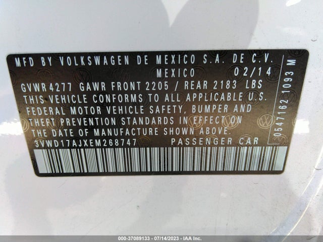 3VWD17AJXEM268747 Volkswagen Jetta Sedan Se