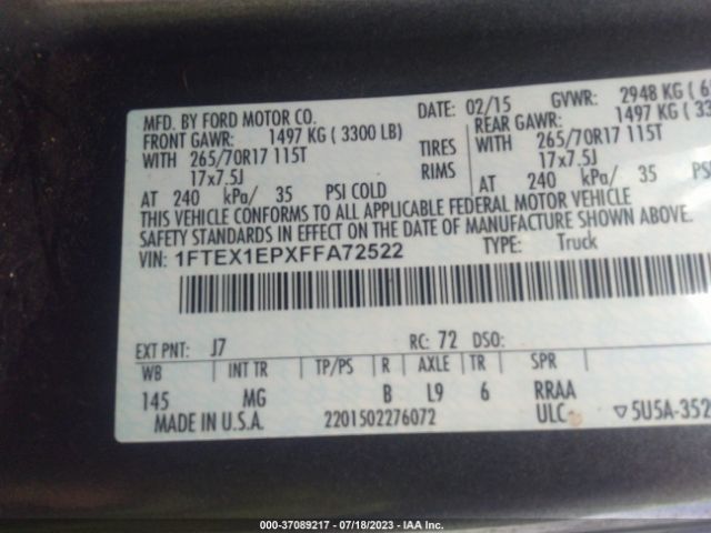 1FTEX1EPXFFA72522 Ford F-150 Xlt/xl/lariat