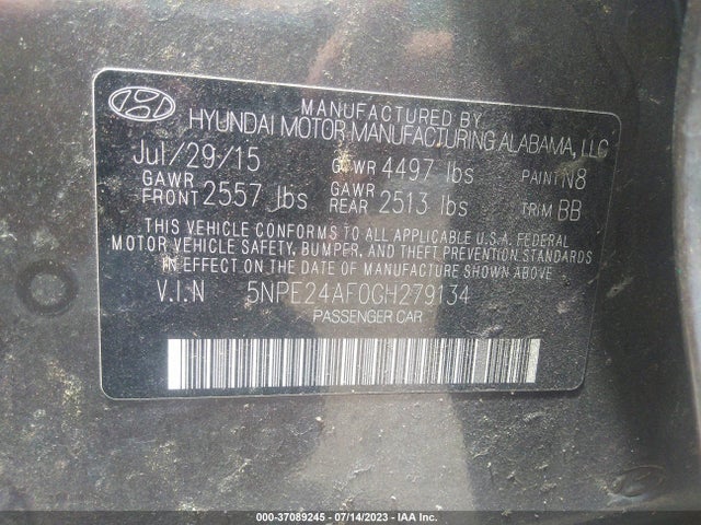 Hyundai Sonata 2.4l Se 2016 5NPE24AF0GH279134 Image 10