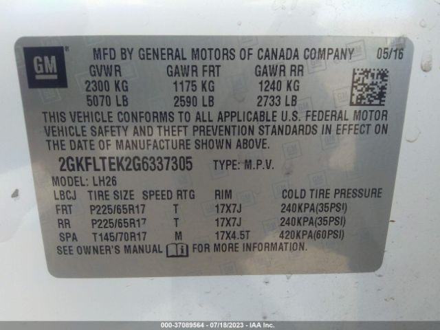 2GKFLTEK2G6337305 GMC Terrain Sle