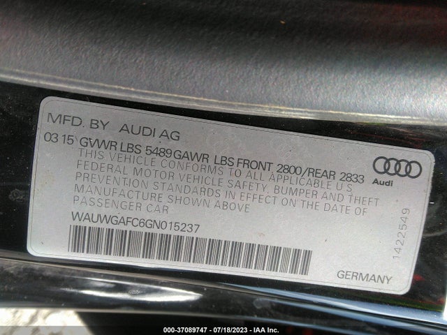 Audi A7 3.0 Premium Plus 2016 WAUWGAFC6GN015237 Image 9