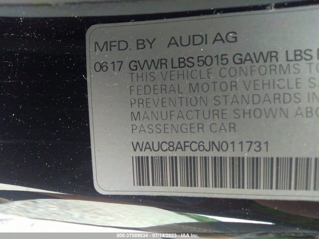 WAUC8AFC6JN011731 Audi A6 2.0t Premium