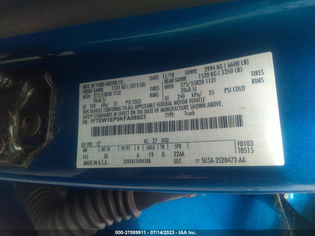 Ford F-150 Xl 2019 1FTEW1EP9KFA08923 Image 9
