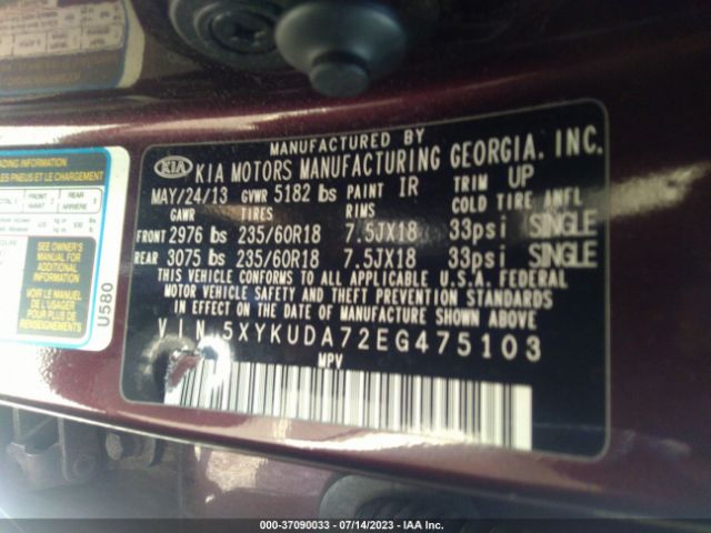 5XYKUDA72EG475103 KIA SORENTO EX