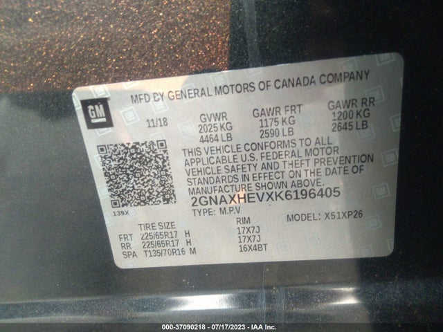 Chevrolet EQUINOX LS 2019 2GNAXHEVXK6196405 Image 9