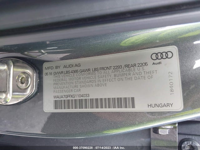 WAUA7GFFXG1104033 Audi A3 1.8t Premium