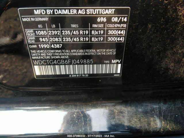 WDCTG4GB6FJ049885 Mercedes-Benz Gla-class Gla 250