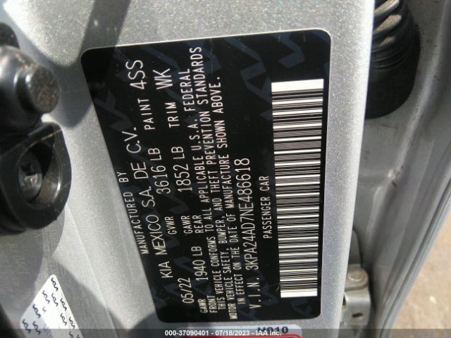 3KPA24AD7NE486618 KIA RIO LX