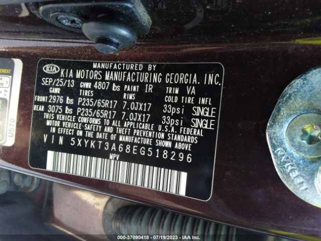 5XYKT3A68EG518296 KIA SORENTO LX