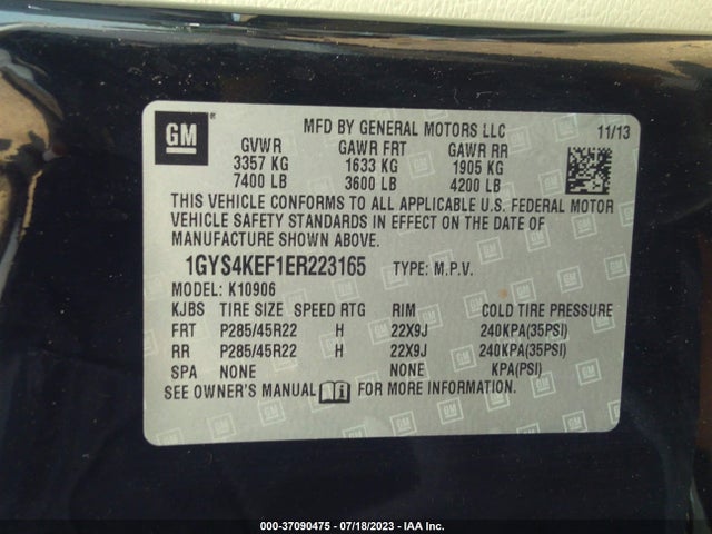 1GYS4KEF1ER223165 Cadillac Escalade Esv Platinum
