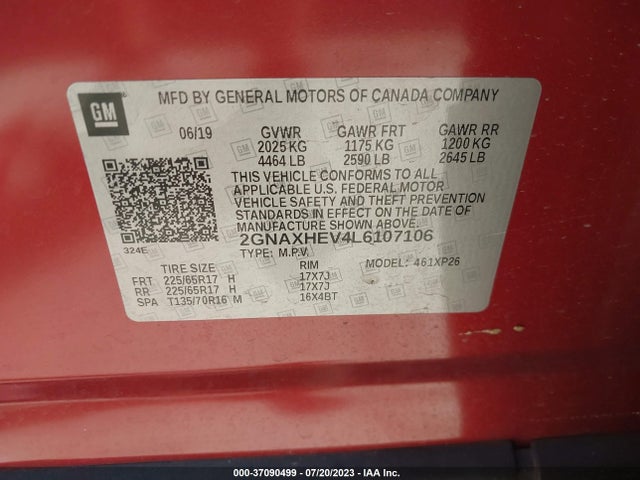 Chevrolet EQUINOX LS 2020 2GNAXHEV4L6107106 Image 9