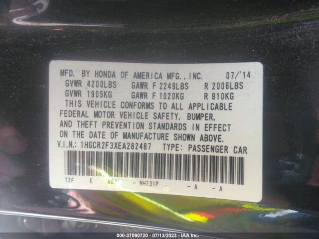 Honda Accord Sedan Lx 2014 1HGCR2F3XEA282487 Image 9