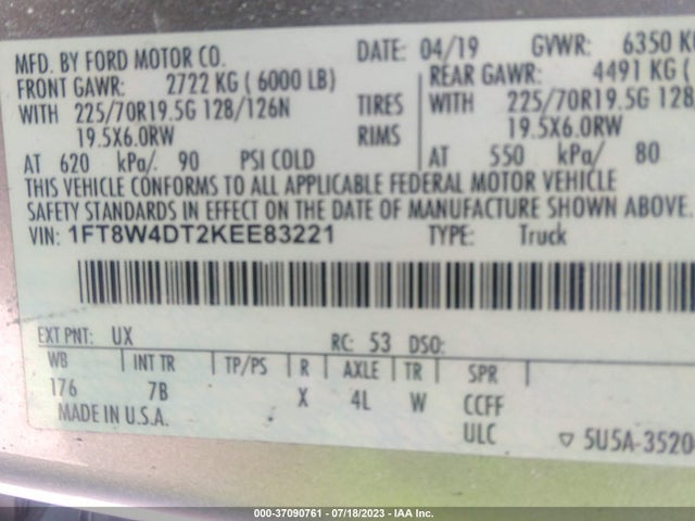 2019 Ford F-450, VIN: 1FT8W4DT2KEE83221